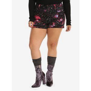 Hot Topic Blackheart V-Stitch Black High Rise Galaxy Print Shorts Size 23